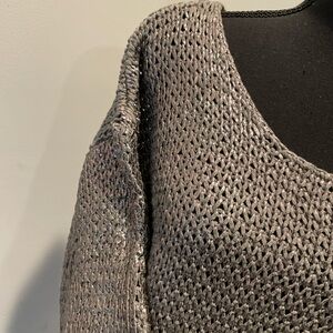 Jennifer Lopez Open Knit Metallic Top Size S Open Knit Glamour Shimmery Relaxed